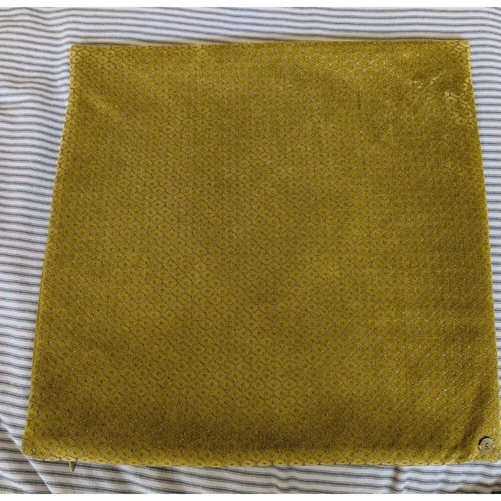 West Elm Gold Velvet Brocade Chartreuse Jacquard Pillow Cover 17